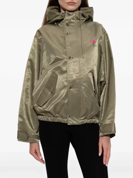 Geacă Kenzo cu model floral cu glugă cu imagine verde