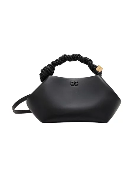 Torebka crossbody Ganni biznesowa z nadrukiem czarna