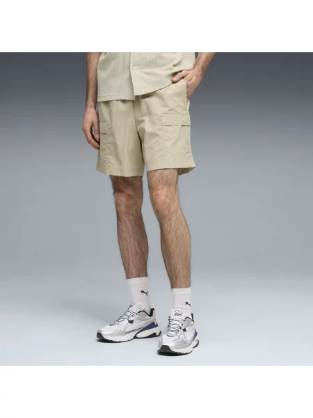 PUMA bojówki o luźnym kroju WARDROBE ESS 6" Odzież S beżowy