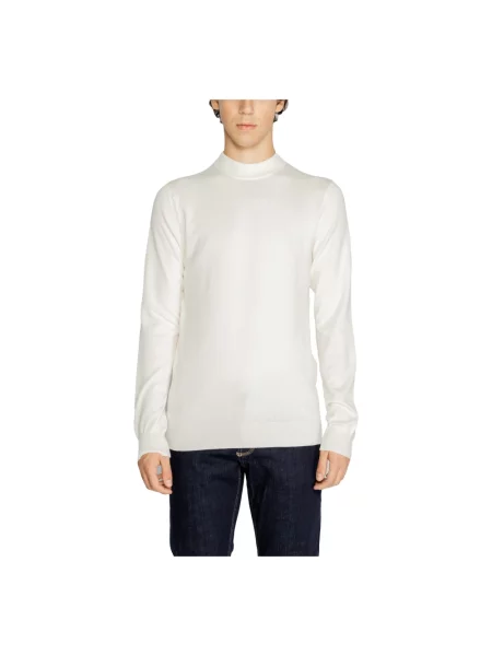 Sweter z dzianiny z prążkowanymi wykończeniami Antony Morato biały