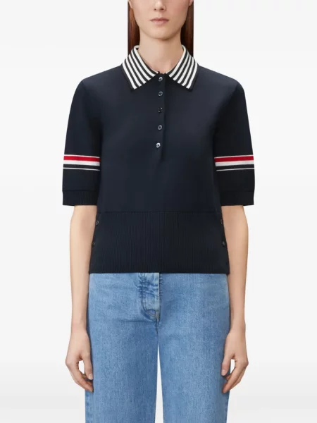 Ριγέ polo Thom Browne ζακάρ μπλε