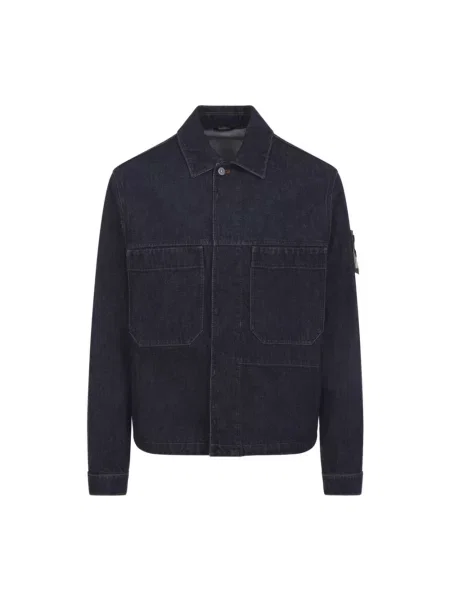 Kurtka jeansowa Stone Island z kamieniami niebieska