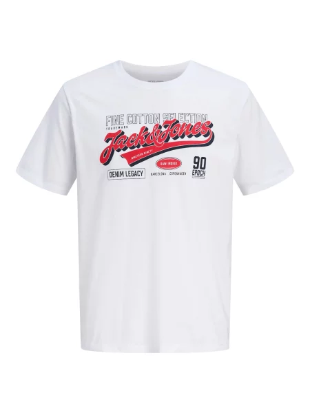 JACK & JONES Tricou albastru închis / roșu cranberry alb