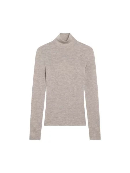 Lniany sweter z golfem Max Mara beżowy