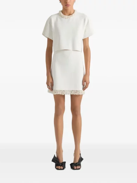 Gulerat top Givenchy cu broderie tricotate alb