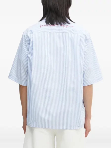 Cămașă Fiorucci cu broderie cu dungi albastru