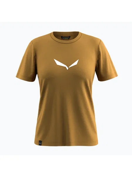 Tricou pentru femei Salewa Solid Dry golden brown new logo auriu