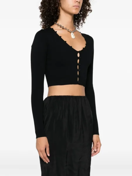 Cardigan Nanushka cu volane negru