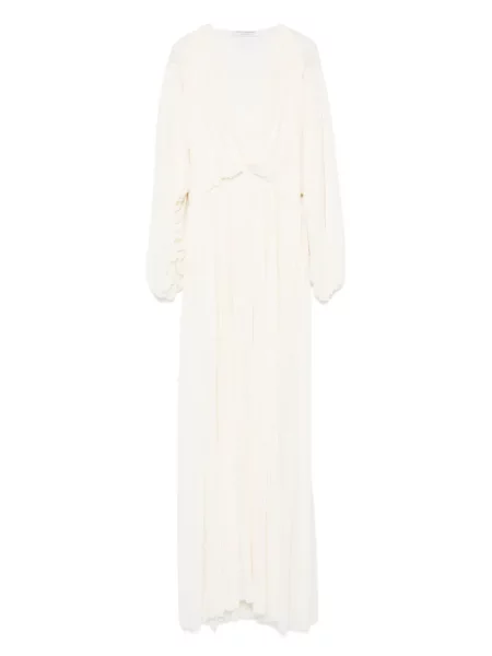 Rochie maxi Philosophy Di Lorenzo Serafini cu decolteu în V de costum alb