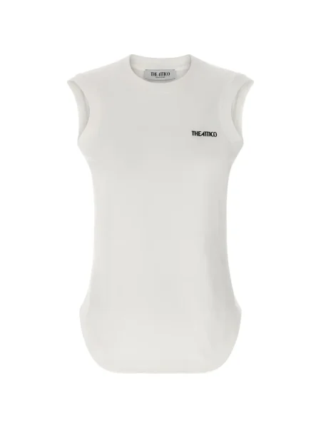 Top The Attico cu broderie cu decolteu în U alb