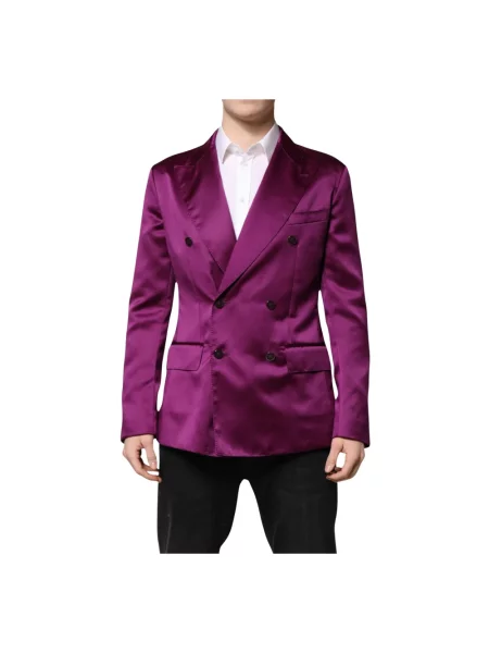 Jedwabna marynarka Dolce And Gabbana dwurzędowa fioletowa