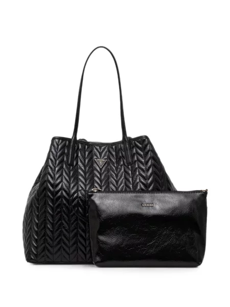 Matlasat geantă shopper Guess cu autograf negru