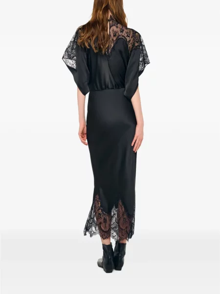 Rochie maxi Norma Kamali din dantelă negru
