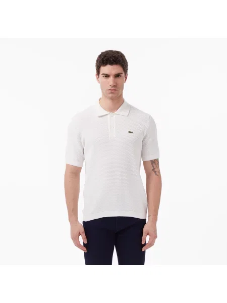 Lacoste Sweter Z Kołnierzykiem Polo Classic Fit beżowy