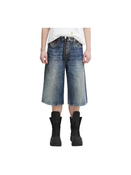 Martine Rose szorty jeansowe Zip Jean gładkie niebieski