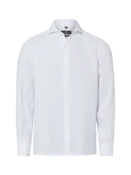 Nils Sundström koszula lniana Mężczyźni Slim Fit len w S biały