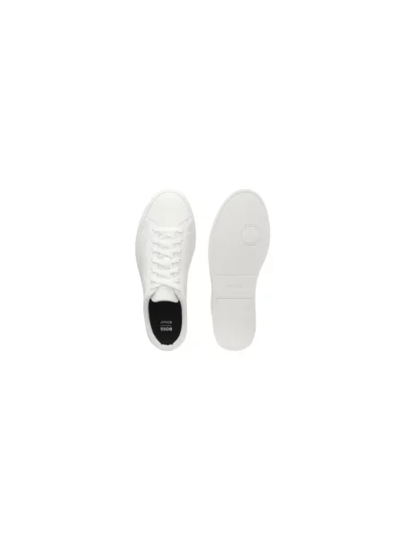 Sneakersy ze skóry z gumową podeszwą Boss białe