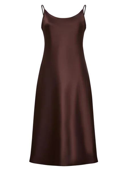 Serena Silueta Šaty Below the knee satin slip dress Grace' čokoládová