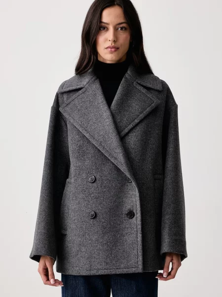Weekend Max Mara palton pentru femei din lână WKDALPE gri