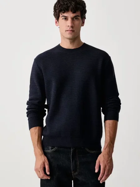 Sisley sweter z wełną granatowy
