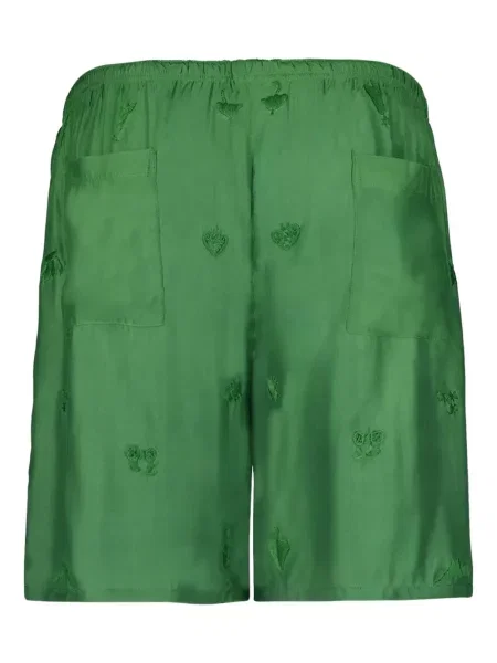 Pantaloni scurți Baziszt cu broderie cu cordon verde