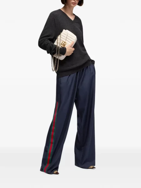 Selyem csíkos nadrág Gucci kék