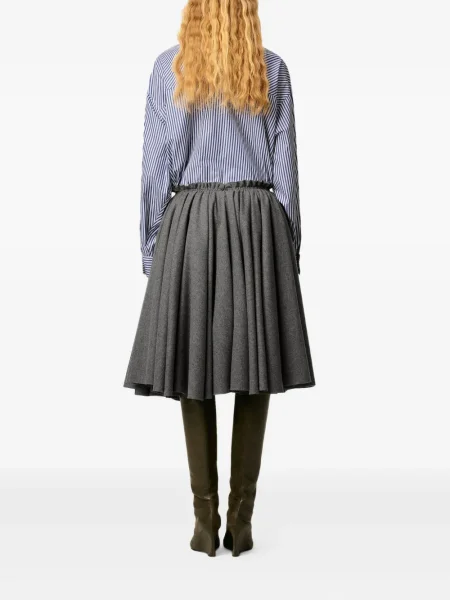 Fustă midi Ami Paris de lână până la genunchi gri