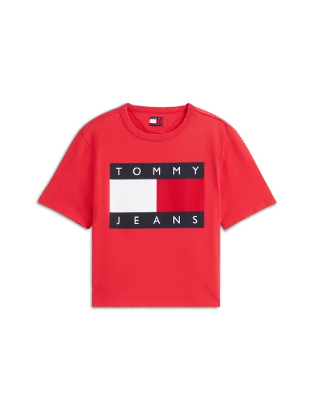 Tommy Jeans Tricou bleumarin / roșu alb