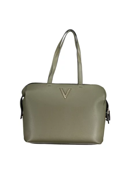 Lniana shopperka Valentino By Mario Valentino zielona