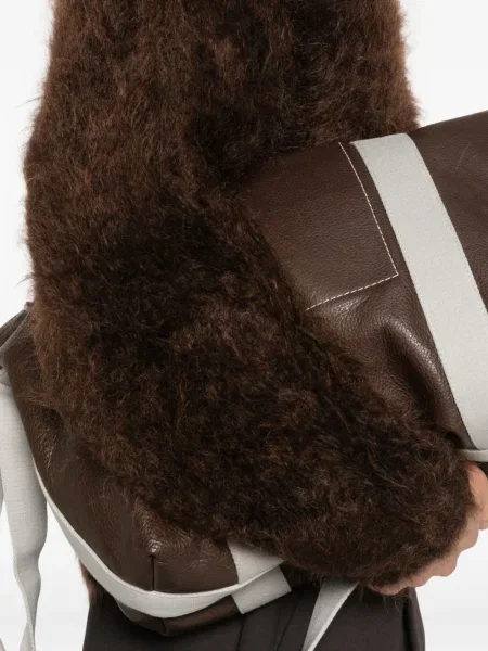 Pufos pulover Mugler cu decolteu rotund maro