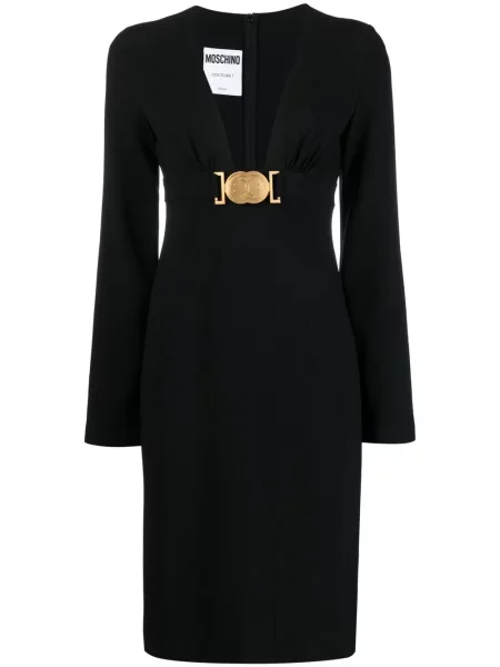 Rochie maxi Moschino cu mâneci lungi lungă de costum negru