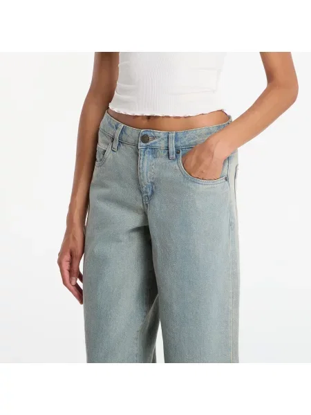 Дънки Urban Classics Ladies Mid Waist Jeans New Light Blue Dirty Washed синьо