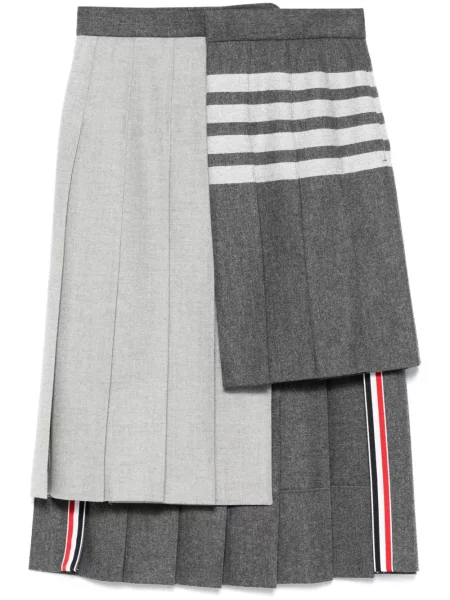 Fusta plisata Thom Browne plisată până la genunchi gri