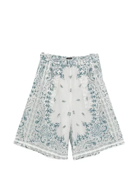 Pantaloni scurți Taakk cu imagine cu model paisley alb