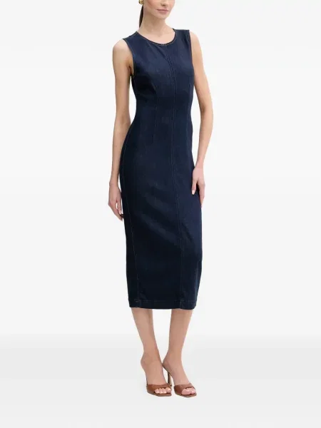 Rochie midi Guess fără mâneci albastru
