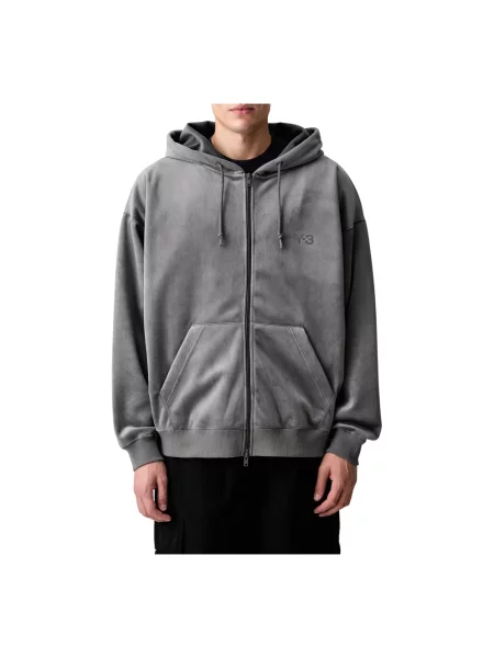 VELVET ZIP HD bluza rozpinana z kapturem welurowa szara