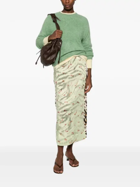 Pulover Ivory Paris tricotate cu decolteu rotund verde