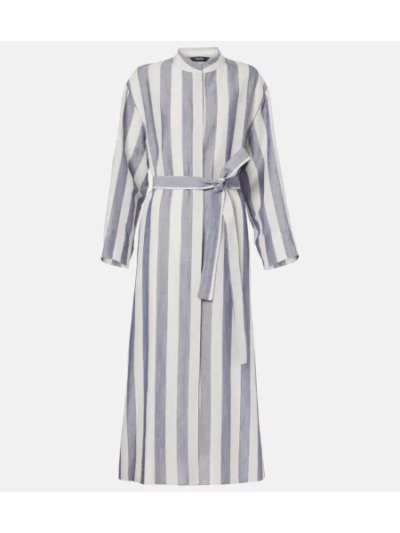 Sukienka midi S Max Mara w paski do kolan garniturowa niebieska