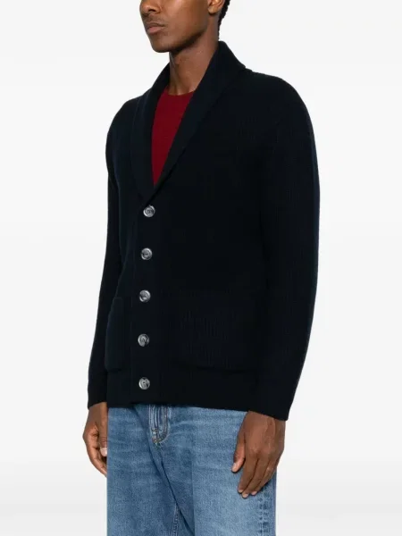 Gulerat cardigan Fedeli tricotate albastru