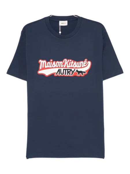 Tričko Maison Kitsuné s potiskem modré