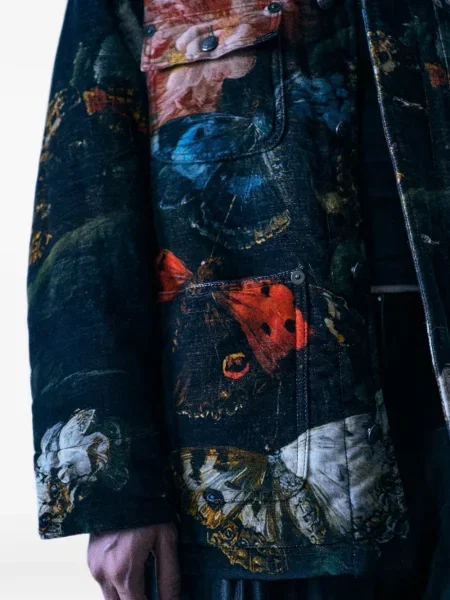 Geacă R13 cu model floral cu imagine negru