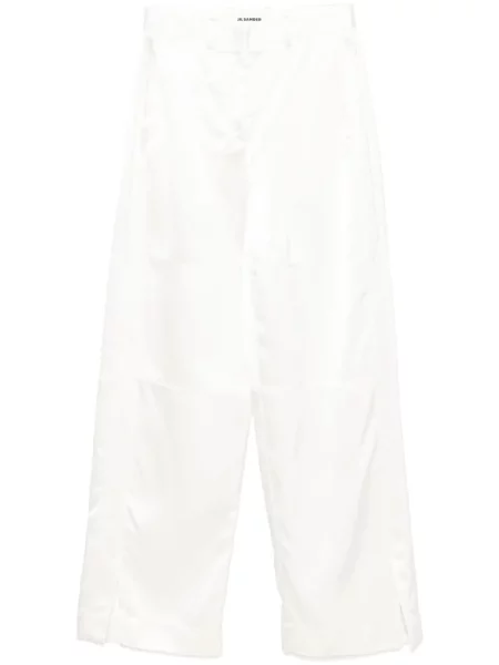 Pantaloni Jil Sander din satin alb