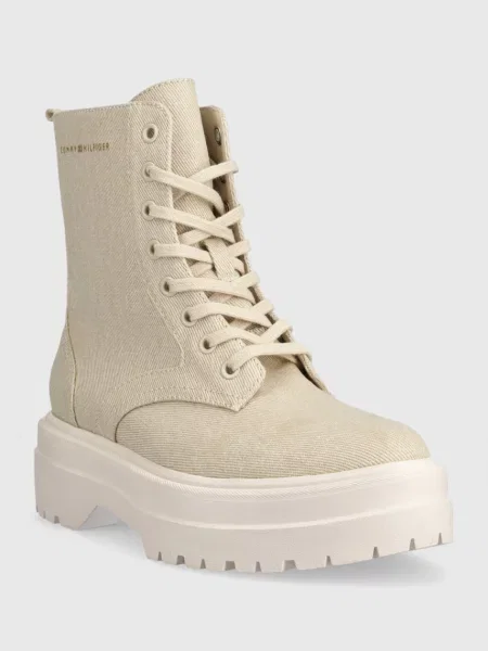 Tommy Hilfiger workery FEMININE ESSENTIAL CANVAS na platformie beżowy