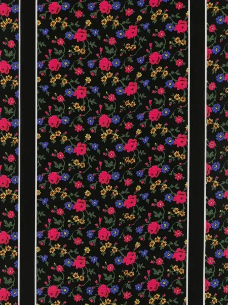 Fular Chloé de mătase cu model floral cu imagine negru