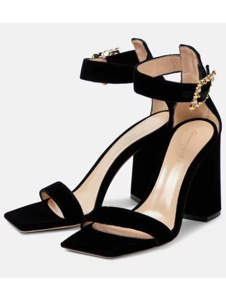 Sandale Gianvito Rossi de catifea negru