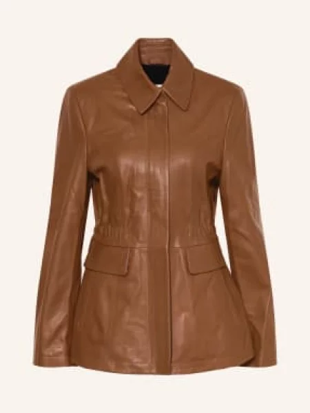 Nour Hammour Kožená Bunda Wells hnědá