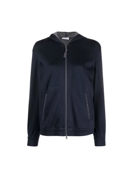 Sweter Brunello Cucinelli z kapturem niebieski
