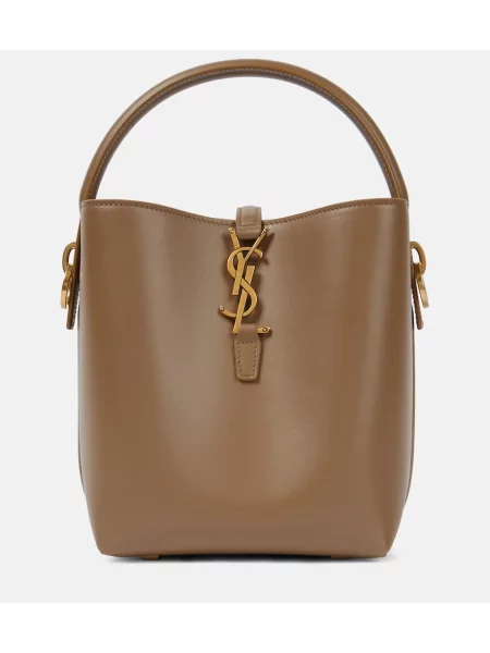 Usnjena bucket torba Saint Laurent rjava
