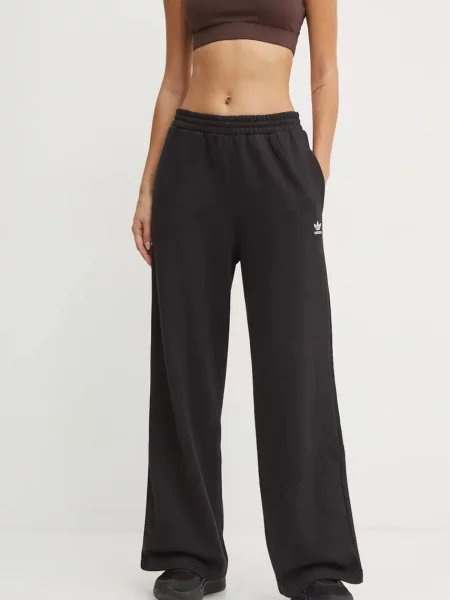 Adidas Originals pantaloni de trening Femme Galore Wideleg Fleece Pants neted negru