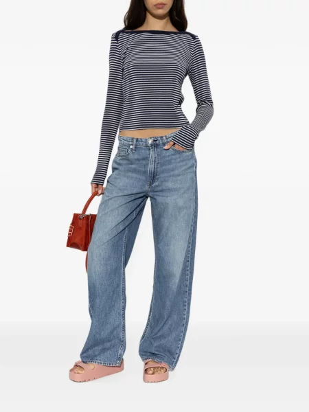 Lung top Rag & Bone cu dungi albastru